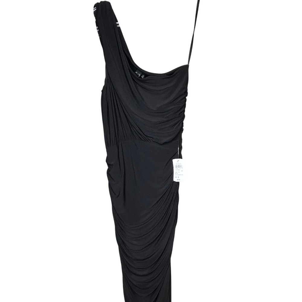 Windsor Black One Shoulder‎ Dress NWT Ruched Bodycon Cocktail Party Long Dress S